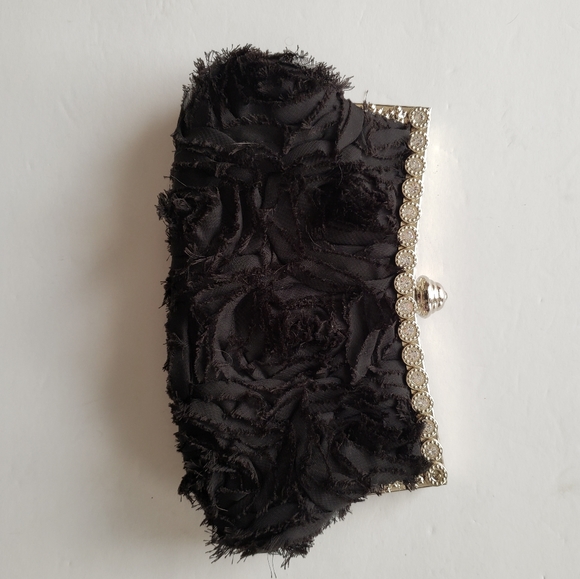 SALE JNB Black Metal Clutch Evening Purse - Picture 6 of 8